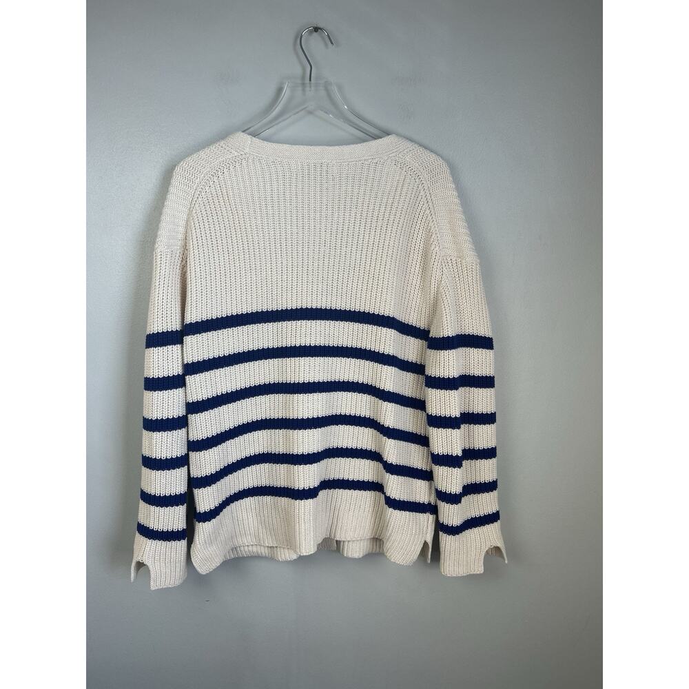 Evereve John + Jenn Women’s Livy Colorblock Cardigan Blue Chunky Knit Academia L - Picture 7 of 12